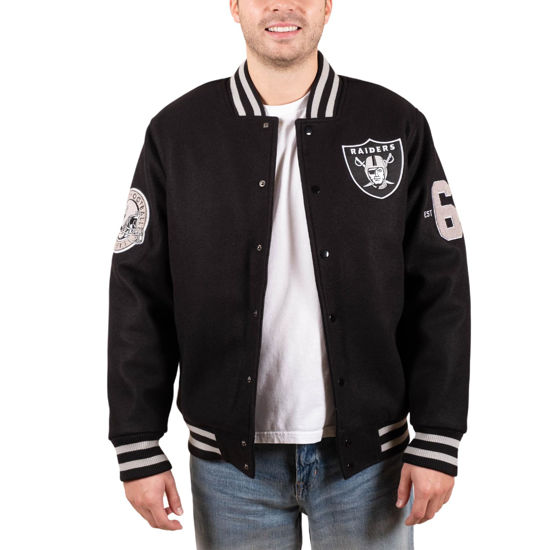 Picture of Ultra Game NFL Men's Classic Varsity Coaches Jacket, Las Vegas Raiders, Team Color Updated, Medium