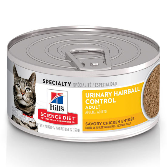 Picture of Hill's Science Diet Urinary Hairball Control, Adult 1-6, Urinary Track Health & Hairball Control Support, Wet Cat Food, Chicken Minced, 5.5 oz Can, Case of 24