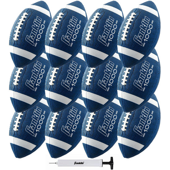 Picture of Franklin Sports Youth Football - 1000 Junior Kids Football - Synthetic Leather Youth Junior Football for Kids - Outdoor All-Weather Footballs - Extra Grip Kids Football - 12 Pack - Blue + White