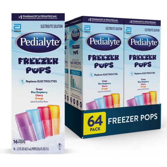 Picture of Pedialyte Electrolyte Solution Freezer Pops, Variety Pack, 16 Count (Pack of 4)