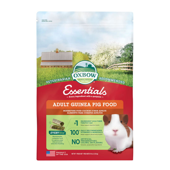 Picture of Oxbow Essentials Adult Guinea Pig Food - All Natural Adult Guinea Pig Pellets - No Seeds, Fruits, or Artificial Ingredients- Made in the USA -Veterinarian Recommended- 10 lb.(Packaging May vary)