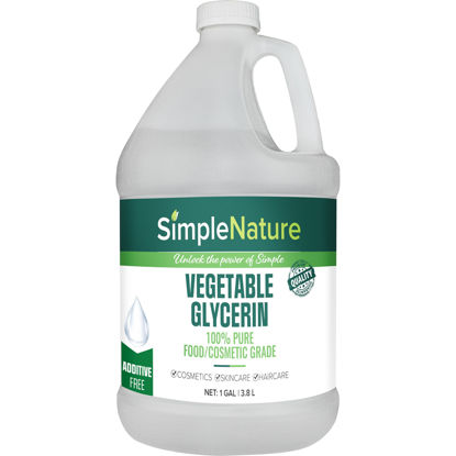 Picture of SimpleNature 100% Pure Vegetable Glycerin - 1 Gallon (128 fl oz) - Natural Pure Food/Cosmetic Grade Skincare, Haircare, Cosmetics, Soapmaking, Crafts - Softening & Moisturizing Multipurpose Humectant