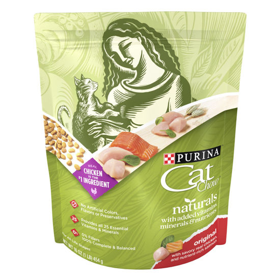 Picture of Purina Cat Chow Naturals With Added Vitamins, Minerals and Nutrients Dry Cat Food, Naturals Original - (6) 16 oz. Pouches