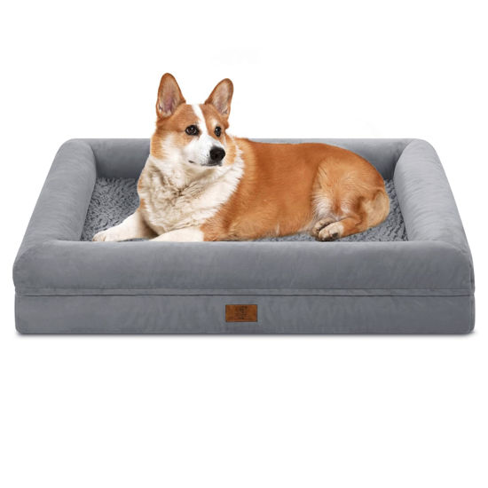 Picture of Large Dog Bed Orthopedic Washable: Medium Dog Bed with Waterproof Removable Washable Cover Dog Bed Medium Size Dog with Non-Slip Bottom Memory Foam Pet Couch Sofa Grey Dog Beds Large Sized Dog