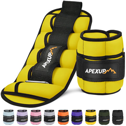 Picture of APEXUP 10lbs/Pair Adjustable Ankle Weights for Women and Men, Modularized Leg Weight Straps for Yoga, Walking, Running, Aerobics, Gym (Yellow)