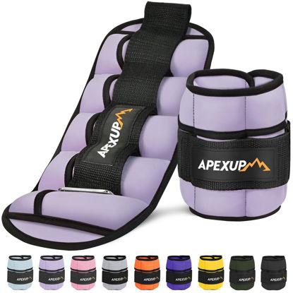 Picture of APEXUP 10lbs/Pair Adjustable Ankle Weights for Women and Men, Modularized Leg Weight Straps for Yoga, Walking, Running, Aerobics, Gym (Pastel Purple)