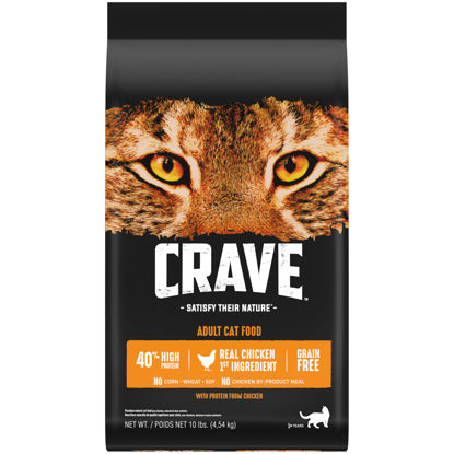 Picture of CRAVE Grain Free Adult High Protein Natural Dry Cat Food with Protein from Chicken, 10 lb. Bag