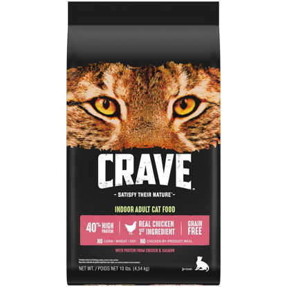 Picture of CRAVE Grain Free Indoor Adult High Protein Natural Dry Cat Food with Protein from Chicken & Salmon, 10 lb. Bag