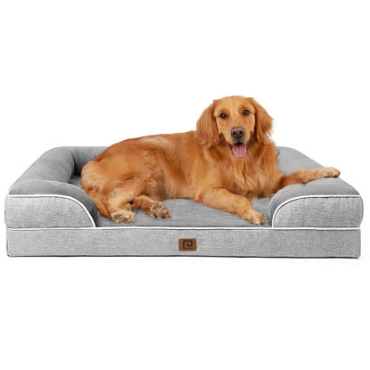 Picture of EHEYCIGA Orthopedic Dog Beds Large Sized Dog, Waterproof Memory Foam Large Dog Bed with Sides, Non-Slip Bottom Large Pet Bed with Washable Removable Cover, Grey