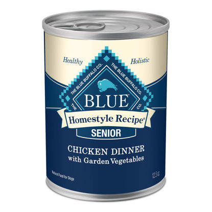 Picture of Blue Buffalo Homestyle Recipe Senior Wet Dog Food, Made with Natural Ingredients, Chicken Dinner with Garden Vegetables, 12.5-oz. Cans (12 Count)