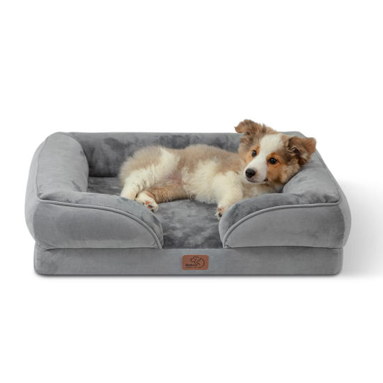 Picture of Bedsure Orthopedic Dog Bed for Medium Dogs - Waterproof Dog Sofa Beds Medium, Supportive Foam Pet Couch Bed with Removable Washable Cover, Waterproof Lining and Nonskid Bottom, Grey