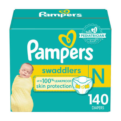 Picture of Pampers Swaddlers Newborn Diapers - Size 0, 140 Count, Ultra Soft Disposable Baby Diapers