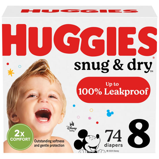 Picture of Huggies Size 8 Diapers, Snug & Dry Baby Diapers, Size 8 (46+ lbs), 74 Count