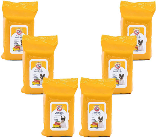 Picture of Arm & Hammer for Pets Heavy Duty Multipurpose Bath Wipes for Dogs | All Purpose Dog Wipes Remove Smell & Refresh Skin for Pets | Fruity Mango, Hundred Count - 6 Pack of Pet Wipes