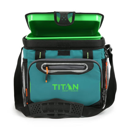 Picture of Arctic Zone Titan Deep Freeze Cooler - 16 Can Zipperless Hardbody Cooler - Pine Green Cooler with Deep Freeze Insulation, HardBody Liner, and SmartShelf