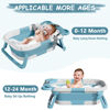 Picture of MoreFeel Collapsible Baby Bathtub for Newborn with Thermometer & 1 Soft Floating Cushion & 1 Bath Net,Portable Travel Bathtub with Drain Hole, Durable Foldable Baby Tubs for Infants to Toddler