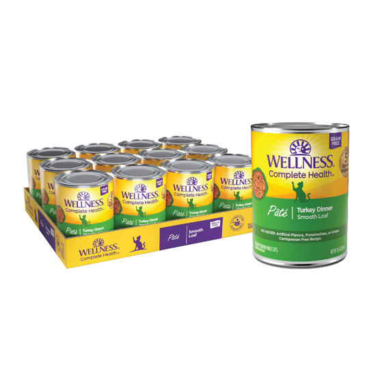 Picture of Wellness Complete Health Grain-Free Wet Canned Cat Food, Natural Ingredients, Made with Real Meat, All Breeds, Smooth Pate (Turkey Dinner, 12.5-Ounce Can, Pack of 12)