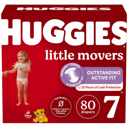 Picture of Huggies Size 7 Diapers, Little Movers Baby Diapers, Size 7 (41+ lbs), 80 Count (2 packs of 40)