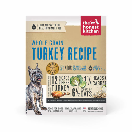 Picture of The Honest Kitchen Human Grade Dehydrated Whole Grain Dog Food - Complete Meal or Dog Food Topper - Turkey, 10 Pound (Pack of 1) (makes 40 lbs)