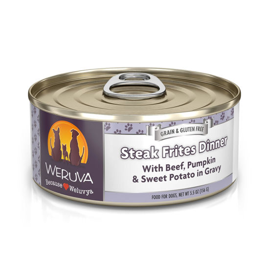 Picture of Weruva Classic Dog Food, Steak Frites with Beef, Pumpkin & Sweet Potato in Gravy, 5.5oz Can (Pack of 24)