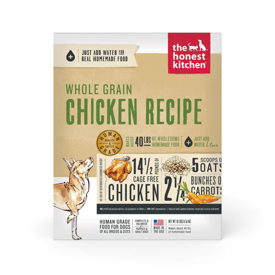 Picture of The Honest Kitchen Human Grade Dehydrated Whole Grain Dog Food - Complete Meal or Topper - Chicken 10 lb (makes 40 lbs)