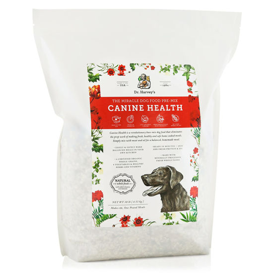 Picture of Dr. Harvey's Canine Health Miracle Dog Food, Human Grade Dehydrated Base Mix for Dogs with Organic Whole Grains and Vegetables (10 Pounds)