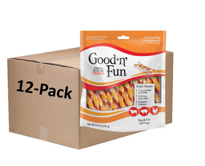 Picture of Good 'n' Fun Triple Flavor Twists, Treat Your Dog to Premium Cuts of Real Meat with Rawhide