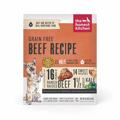 Picture of The Honest Kitchen Human Grade Dehydrated Grain Free Dog Food - Complete Meal or Dog Food Topper - Beef 10 lb (makes 40 lbs)