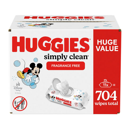 Picture of Huggies Simply Clean Fragrance-Free Baby Wipes, Unscented Diaper Wipes, 11 Flip-Top Packs (704 Wipes Total)