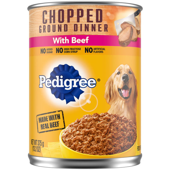 Picture of PEDIGREE Adult Canned Wet Dog Food Chopped Ground Dinner with Beef, (12) 13.2 oz. Cans