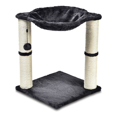 Picture of Amazon Basics Cat Tower with Hammock and Scratching Posts for Indoor Cats, 15.8 x 15.8 x 19.7 Inches, Gray