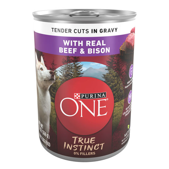 Picture of Purina ONE High Protein Wet Dog Food True Instinct Tender Cuts in Dog Food Gravy With Real Beef and Bison - (Pack of 12) 13 oz. Cans