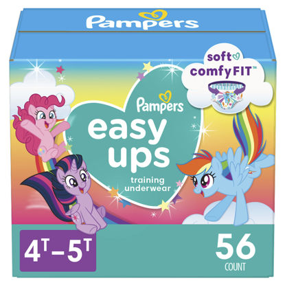 Picture of Pampers Easy Ups Girls & Boys Potty Training Pants - Size 4T-5T, 56 Count, My Little Pony Training Underwear (Packaging May Vary)