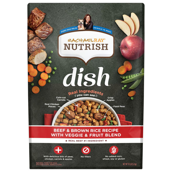 Picture of Rachael Ray Nutrish Dish Premium Dry Dog Food, Beef & Brown Rice Recipe with Veggies, Fruit & Chicken, 11.5 Pound Bag