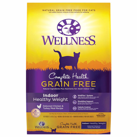 Picture of Wellness Natural Pet Food Complete Health Grain-Free Indoor Healthy Weight Chicken Recipe Dry Cat Food, 11.5 Pound Bag