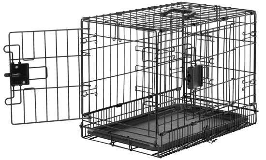 Picture of Amazon Basics Durable, Foldable Metal Wire Pet Crate with Tray, Double Door, Divider Panel, Perfect Size for Small Dogs, 22 x 13 x 16 Inches, Black