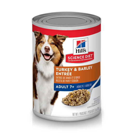 Picture of Hill's Science Diet Adult 7+, Senior Adult 7+ Premium Nutrition, Wet Dog Food, Turkey & Barley Loaf, 13 oz Can, Case of 12