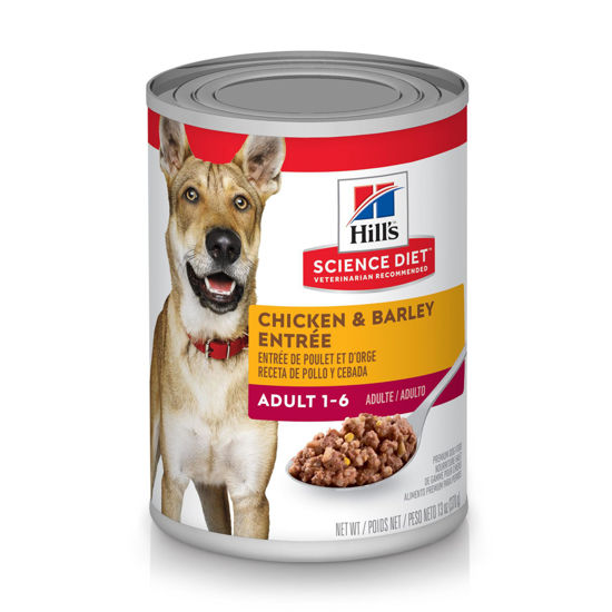 Picture of Hill's Science Diet Adult 1-6, Adult 1-6 Premium Nutrition, Wet Dog Food, Chicken & Barley Loaf, 13 oz Can, Case of 12