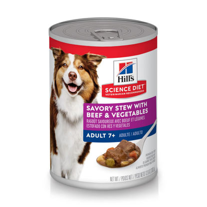 Picture of Hill's Science Diet Adult 7+, Senior Adult 7+ Premium Nutrition, Wet Dog Food, Beef & Vegetables Stew, 12.8 oz Can, Case of 12