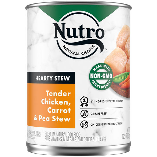 Picture of NUTRO HEARTY STEW Adult Natural Grain Free Wet Dog Food Cuts in Gravy Tender Chicken, Carrot & Pea Stew, 12.5 oz. Cans (Pack of 12)