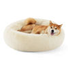 Picture of Bedsure Calming Dog Bed for Medium Dogs - Donut Washable Medium Pet Bed, Anti-Slip Round Fluffy Plush Faux Fur Cat Bed, Fits up to 45 lbs Pets, Oat Milk, 30 inches