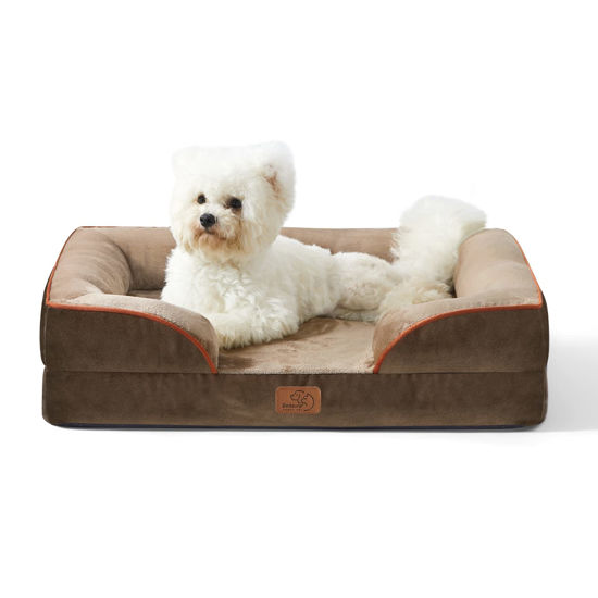 Picture of Bedsure Orthopedic Dog Bed for Medium Dogs - Waterproof Dog Sofa Beds Medium, Supportive Foam Pet Couch Bed with Removable Washable Cover, Waterproof Lining and Nonskid Bottom, Brown