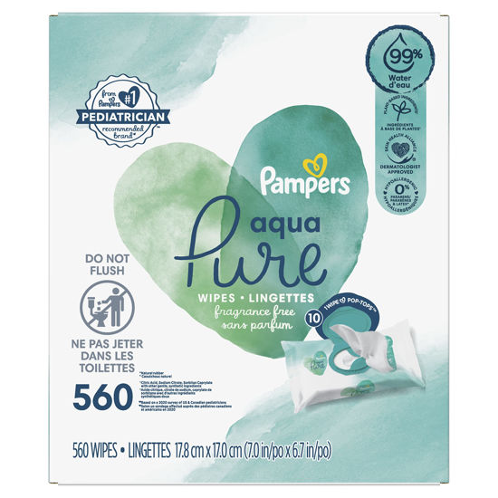 Picture of Pampers Aqua Pure Sensitive Baby Wipes 12X Pop-Top 560 Count