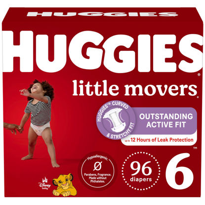 Picture of Huggies Size 6 Diapers, Little Movers Baby Diapers, Size 6 (35+ lbs), 96 Ct (2 Packs of 48)