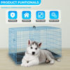 Picture of FDW Dog Crate Dog Cage Pet Crate for Large Dogs 30 Inch Folding Metal Pet Cage Double Door W/Divider Panel Indoor Outdoor Dog Kennel Leak-Proof Plastic Tray Wire Animal Cage,Blue