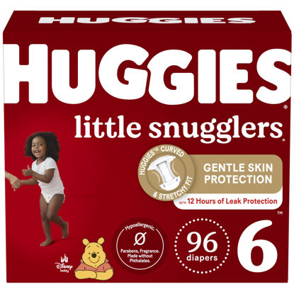 Picture of Huggies Size 6 Diapers, Little Snugglers Baby Diapers, Size 6 (35+ lbs), 96 Count (2 Packs of 48), Packaging May Vary