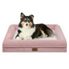 Picture of Yiruka Large Dog Bed, Pink Orthopedic Dog Bed, Waterproof Dog Bed with Removable Cover, 4-Sides Removable Bolster Dog Soft Sofa Bed with Nonskid Bottom, Washable Dog Beds for Large Dogs