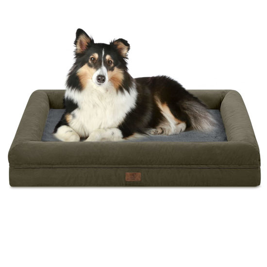 Picture of Yiruka Large Dog Bed, Orthopedic Gel Memory Foam Dog Bed, Washable Dog Bed with Removable Cover, Waterproof Non-Slip Bottom Big Dog Couch Bed, Dark Grey