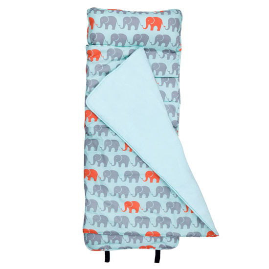 Picture of Wildkin Original Nap Mat with Reusable Pillow for Boys & Girls, Perfect for Elementary Daycare Sleepovers, Features Hook & Loop Fastener, Cotton Blend Materials Nap Mat for Kids (Elephants)