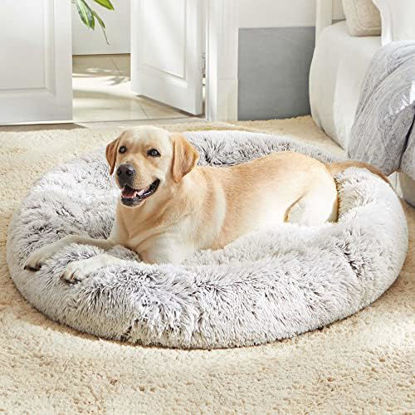 Picture of WESTERN HOME WH Calming Dog & Cat Bed, Anti-Anxiety Donut Cuddler Warming Cozy Soft Round Bed, Fluffy Faux Fur Plush Cushion Bed for Small Medium Dogs and Cats